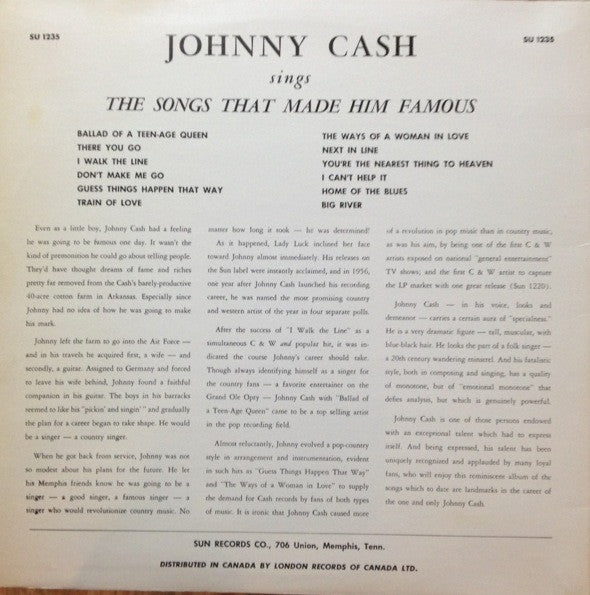 Sings The Songs That Made Him Famous Johnny Cash