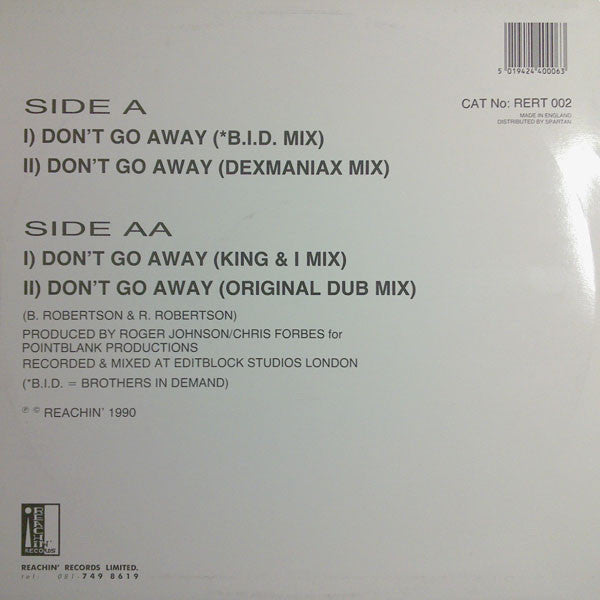 Don't Go Away (4 Mixes) Boneshakers