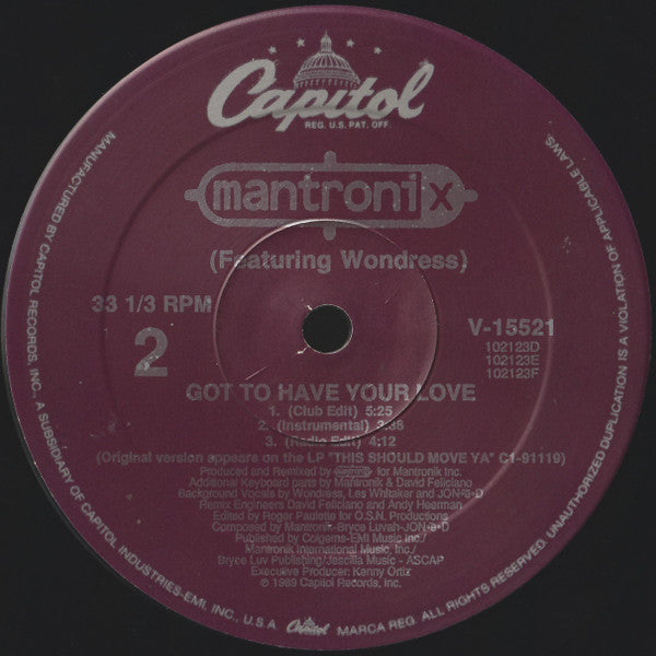 Got To Have Your Love Mantronix,Wondress Hutchinson