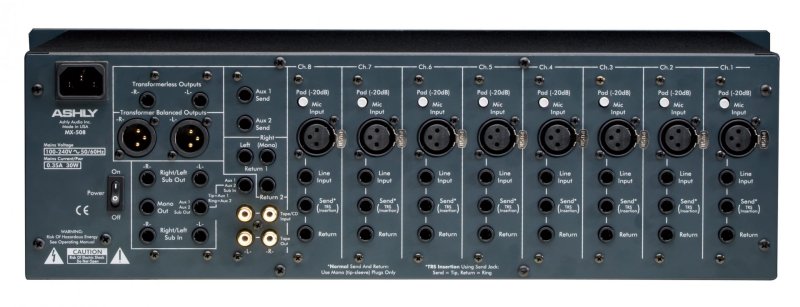 Ashly MX508 8 Input Stereo Mixer W/ Eq & Sends