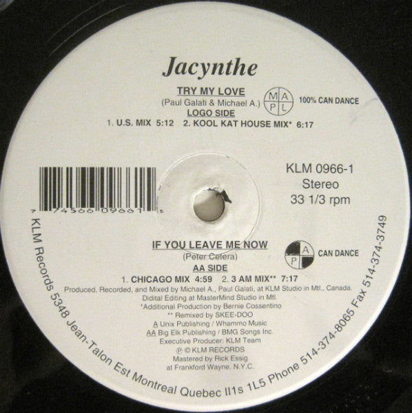 Try My Love / If You Leave Me Now Jacynthe