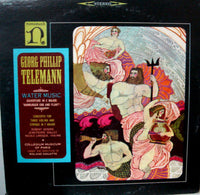 Rectangle Triangle Water Music album cover featuring classical score for three violins and strings, titled "Hamburger Ebb Und Fluht" in C Major