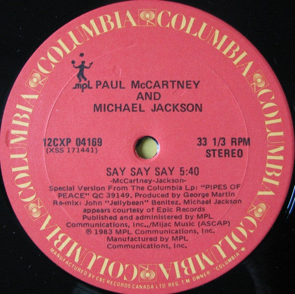 Paul McCartney - Say Say Say, 12" vinyl, on Columbia (1983) (image 3)
