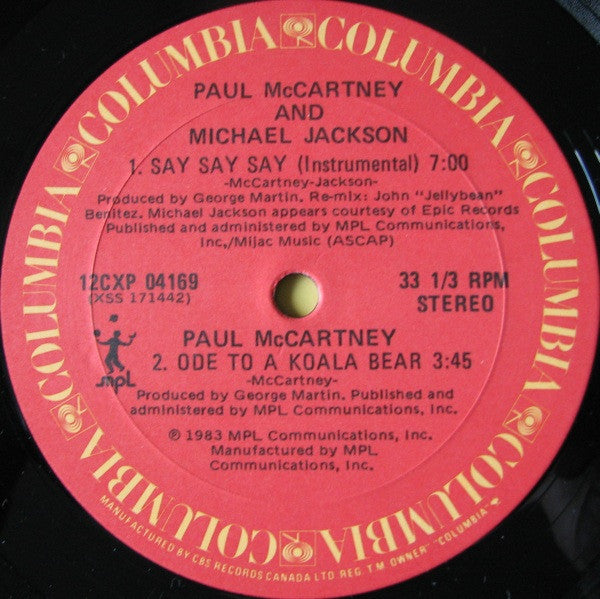 Paul McCartney - Say Say Say, 12" vinyl, on Columbia (1983) (image 4)