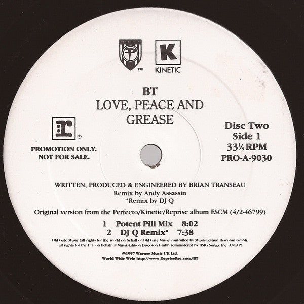 Love, Peace And Grease BT