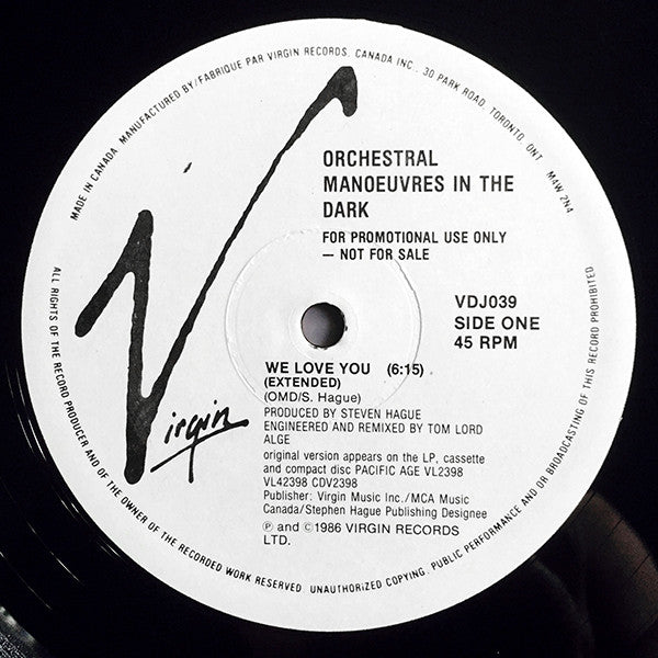 We Love You (Extended) / I Need Your Loving (Extended Version) 2 Orchestral Manoeuvres In The Dark,The Human League