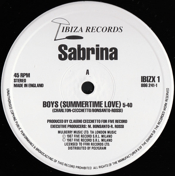 Boys (Summertime Love) Sabrina