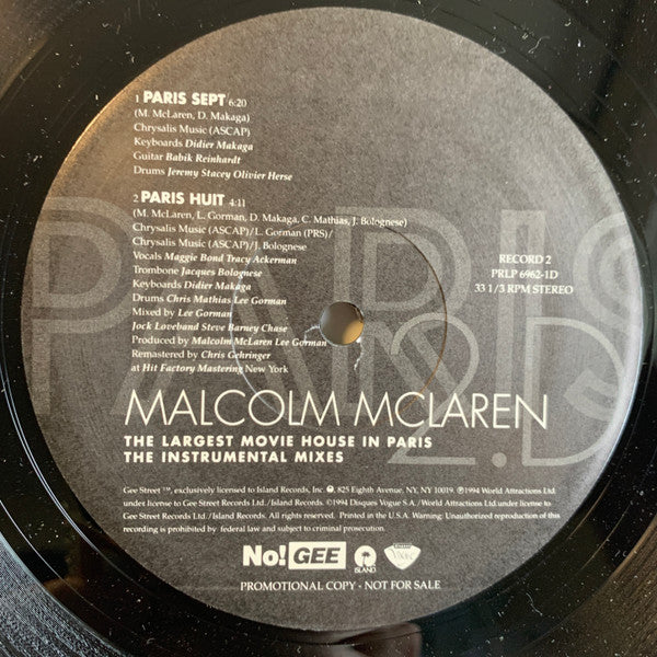 The Largest Movie House In Paris Malcolm McLaren