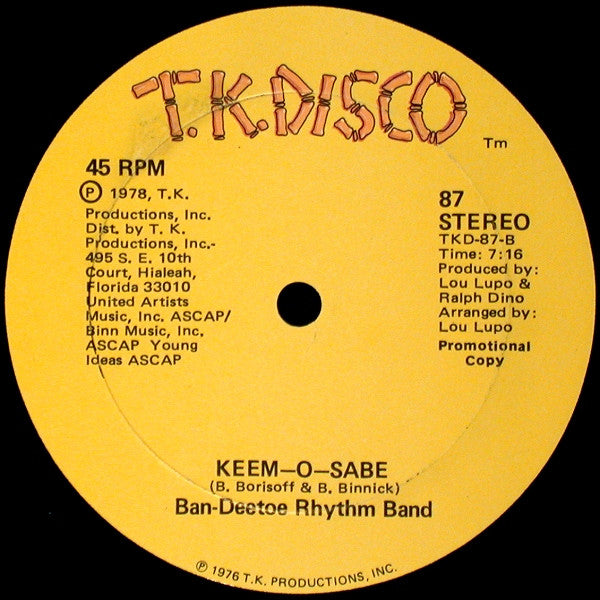 Cisco's Disco / Keem-O-Sabe Ban Deetoe Rhythm Band
