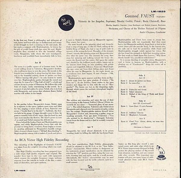 Faust (Highlights) Charles Gounod,Victoria De Los Angeles,Nicolai Gedda,Boris Christoff,Orchestre National De L'Opéra De Paris,Choeur Du Théâtre National De Paris,André Cluytens