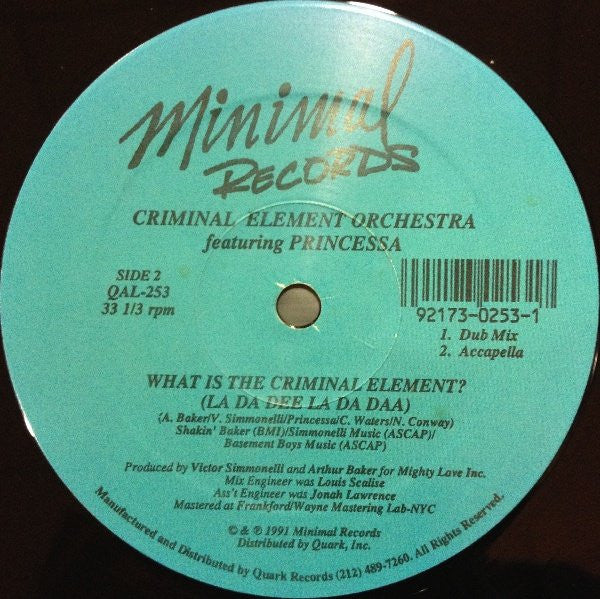 Rectangle Triangle's "What Is The Criminal Element? (La Da Dee La Da Daa)" album cover featuring abstract artwork and bold typography.