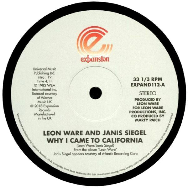 Leon Ware And Janis Siegel - Why I Came To California / Can I Touch You There