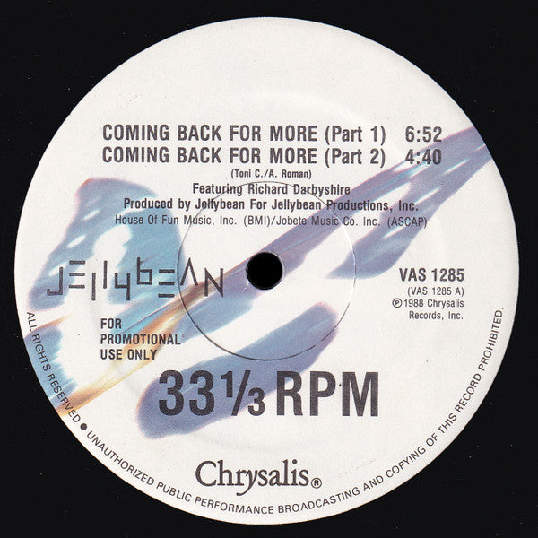 Coming Back For More John "Jellybean" Benitez,Richard Darbyshire