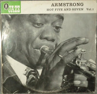 Jazz vinyl record album by Rectangle Triangle featuring Armstrong Hot Five And Seven, Vol.1, with colorful abstract cover art.