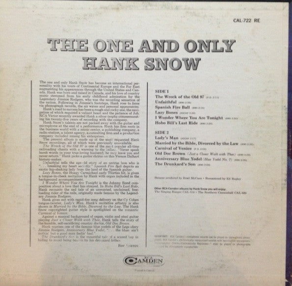 The One And Only Hank Snow Hank Snow