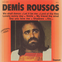 Demis Roussos album cover by Rectangle Triangle featuring vibrant abstract artwork and bold typography.