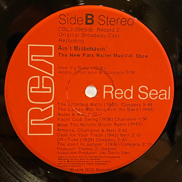 Ain't Misbehavin': The New Fats Waller Musical Show "Ain't Misbehavin'" Original Broadway Cast