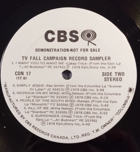 CBS Records Canada 25th Anniversary • TV Fall Campaign Record Sampler Various