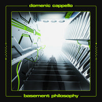 A rectangle triangle-shaped artwork titled "Basement Philosophy" by Rectangle Triangle, featuring modern geometric design in neutral tones.