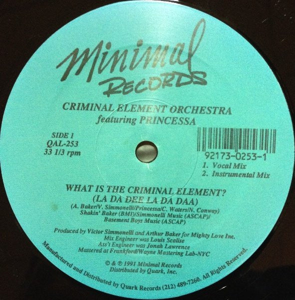 Rectangle Triangle "What Is The Criminal Element? (La Da Dee La Da Daa)" album cover art with vibrant abstract design.