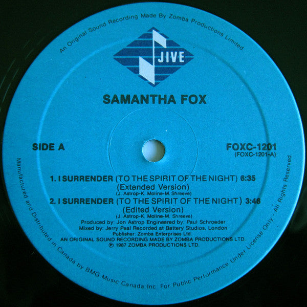 I Surrender (To The Spirit Of The Night) Samantha Fox