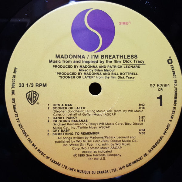 I'm Breathless - Music From And Inspired By The Film Dick Tracy Madonna