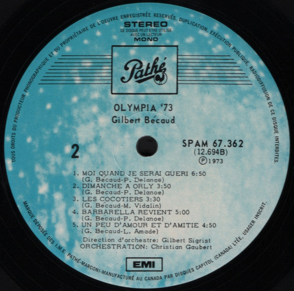 Olympia 73 (Enregistrement Public) Gilbert Bécaud