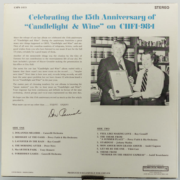 Chfi 98.1 Presents The Beautiful Music Of Candlelight & Wine '77 Various