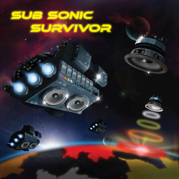 Rectangle Triangle Sub Sonic Survivor gaming headset with adjustable headband and cushioned ear cups, black and red design.