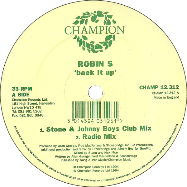 Back It Up Robin S.