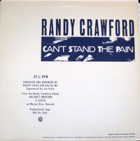Close-up of a "Can't Stand The Pain" T-shirt by Rectangle Triangle, featuring bold text on soft fabric.