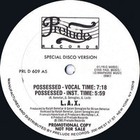 Possessed album cover by Rectangle Triangle, featuring abstract geometric artwork in dark tones with bold shapes and textures.