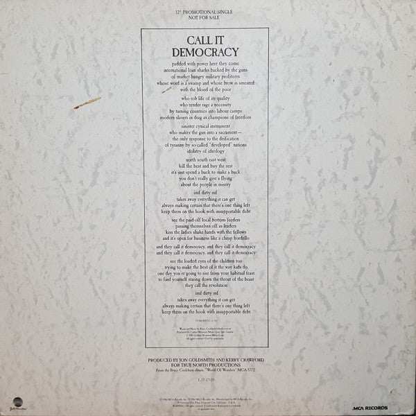 Call It Democracy Bruce Cockburn