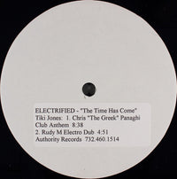 Electrified album cover by Rectangle Triangle featuring abstract geometric design with vibrant electric colors.