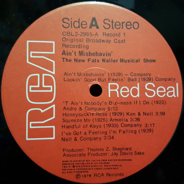Ain't Misbehavin': The New Fats Waller Musical Show "Ain't Misbehavin'" Original Broadway Cast