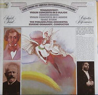 Rectangle Triangle album cover featuring Tchaikovsky and Mendelssohn violin concertos, with classical music artwork and elegant design.