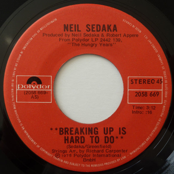 Breaking Up Is Hard To Do Neil Sedaka