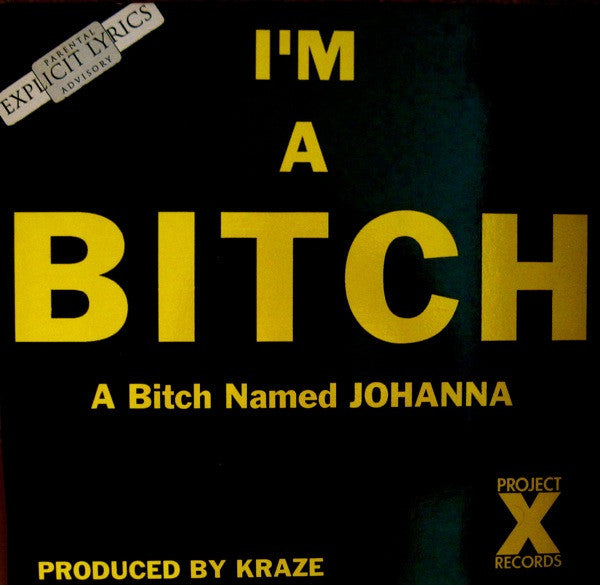 Rectangle Triangle "I'm A Bitch" graphic tee featuring bold text on a casual black t-shirt.