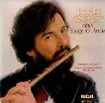 Close-up of a music album cover titled "James Galway Plays Songs For Annie" by Rectangle Triangle, featuring a scenic background.