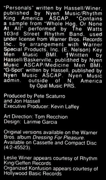 Personals Jon Hassell,Bluescreen