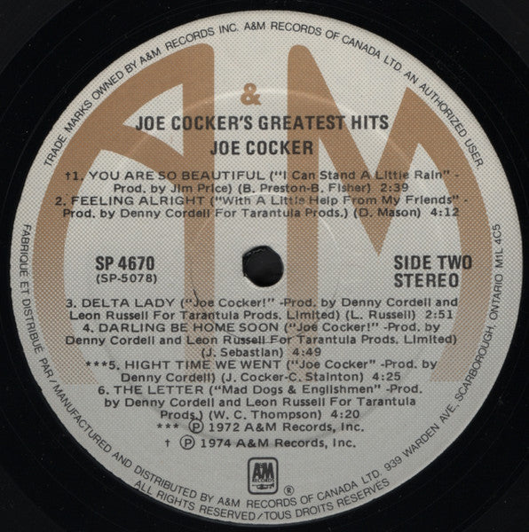 Joe Cocker's Greatest Hits Joe Cocker