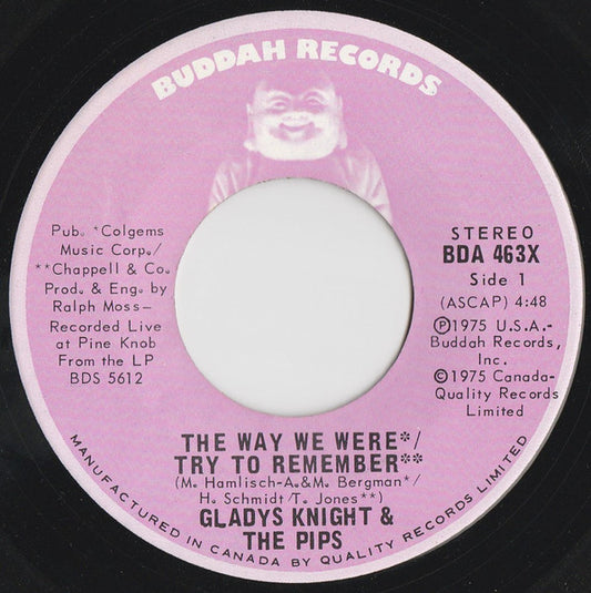 Gladys Knight & The Pips* - The Way We Were / Try To Remember