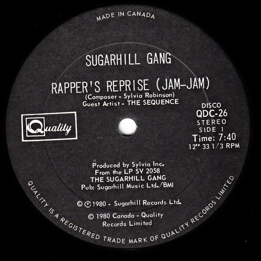 Sugarhill Gang - Rapper's Reprise (Jam-Jam)