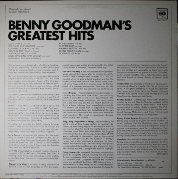 Benny Goodman's Greatest Hits Benny Goodman