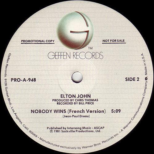 Nobody Wins Elton John