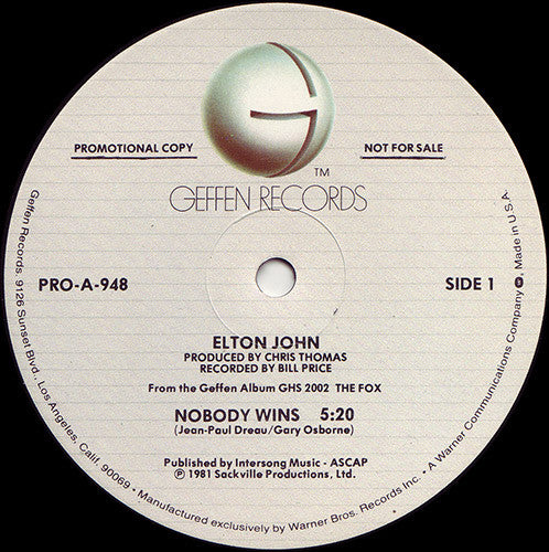 Nobody Wins Elton John