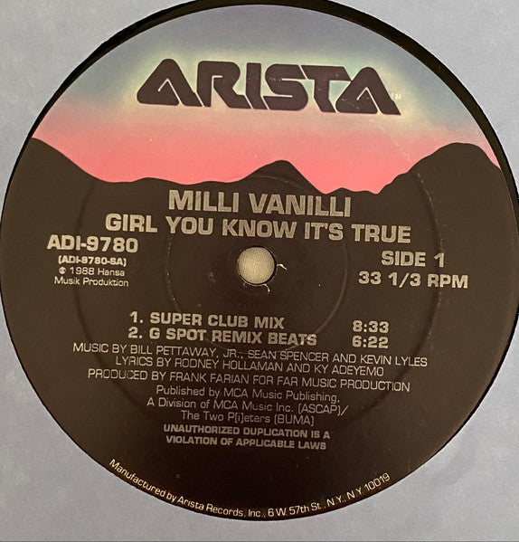 Girl You Know It's True 4 Milli Vanilli