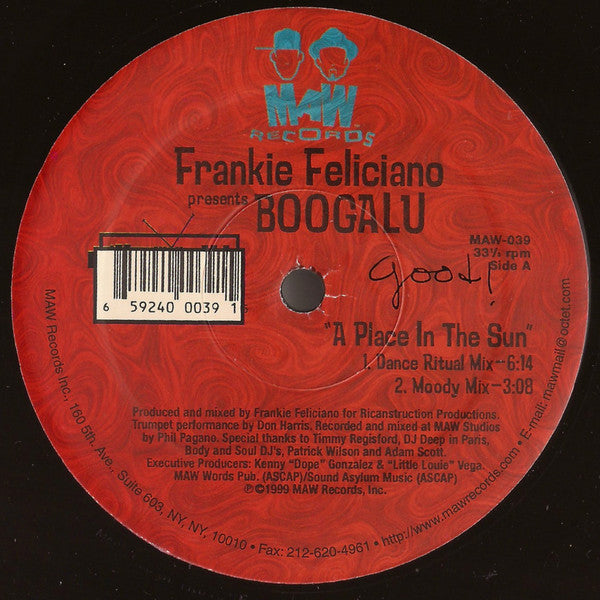 Frankie Feliciano Presents Boogalu - A Place In The Sun / One Note Samba