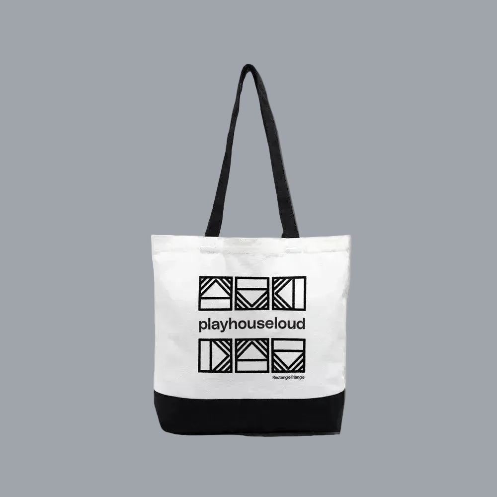 Play House Loud Large Cotton Tote Bag | Rectangle Triangle | Large Cotton Tote Bag 
2 tone, Black &amp; White
38.1 cm H x 47 cm W 