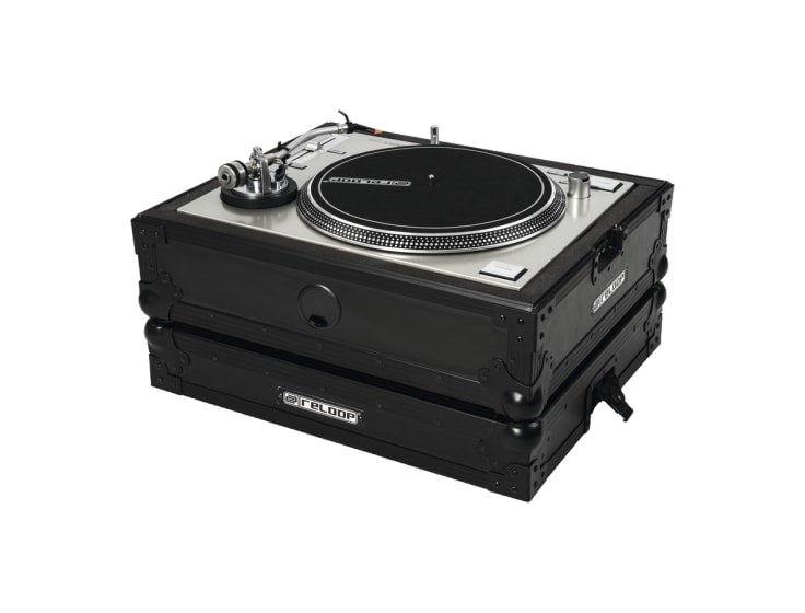Reloop premium turntable case for DJ turntables, black protective carrying case with handle and secure closure.